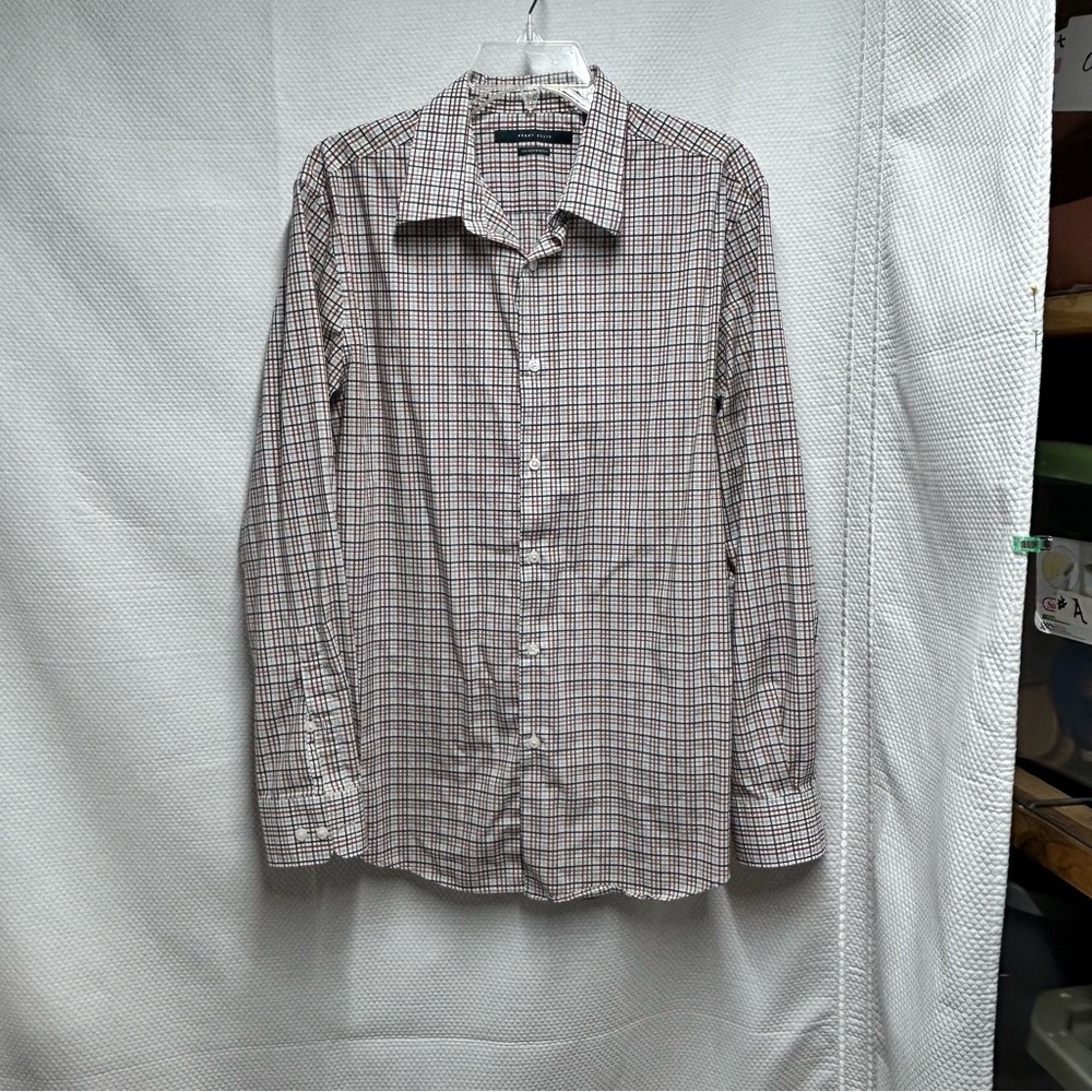 Perry Ellis Brown and Red‎ Casual Button Down Shirt